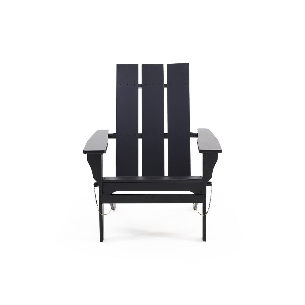 Photos - Garden Furniture Zuma Outdoor Acacia Wood Foldable Adirondack Chair Black - Christopher Kni