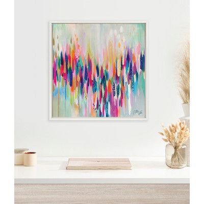 Colorful Abstract Brushstroke Canvas Wall Art, 22x22, White Frame
