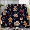 Vintage Christmas Gingerbread Man Holiday Throw Blanket - Wintergreen Candy Cane Sugar House Snowflake Heart Print. - 2 of 4