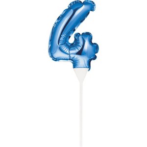 Number 4 Balloon Cake Topper Blue