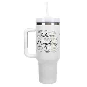 Elanze Designs Autumn Leaves & Pumpkins Please Harvest 40 oz. Stainless Steel, Large Water Bottle Coffee Mug, Spill & Leak Resistant, Thermal Travel - 1 of 1