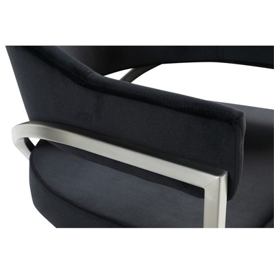 Madelyn Black Velvet Upholstered Arm Chair with Metal Frame