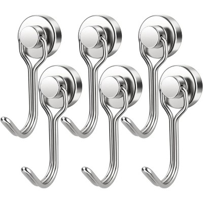 LunaLulinlk 6 Pack Swivel Swing Magnetic Hook 30LBS Heavy Duty Magnetic Hooks Strong Neodymium Magnet Hook for Hanging 2.36in.