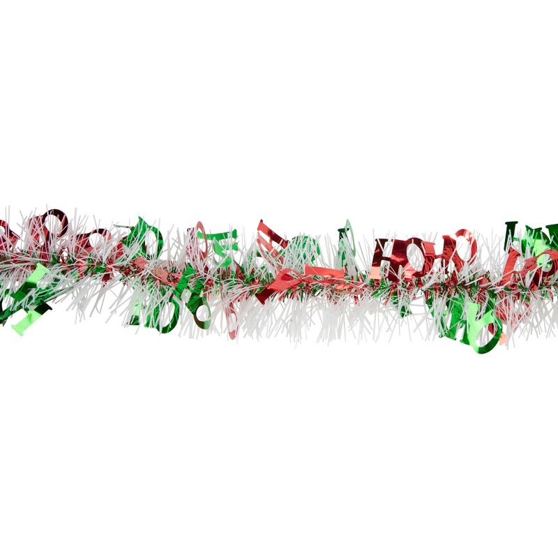 Northlight 50' x 2.5" White, Red and Green Christmas HO HO HO Wrapped Tinsel Garland - Unlit, 3 of 4