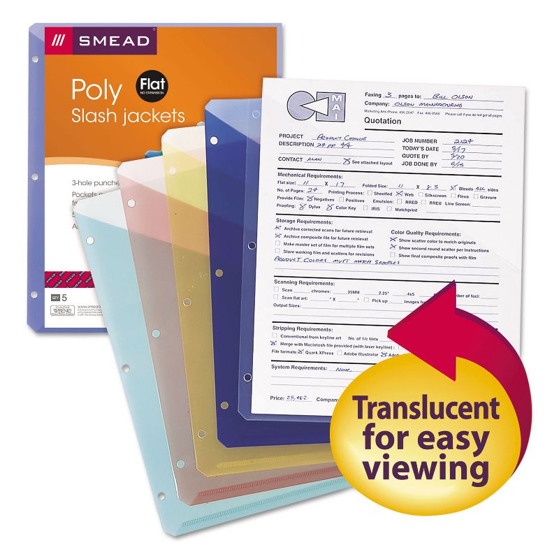 Smead Organized Up Poly Slash Jackets Letter Assorted 5/Pack 89505, 1 of 9