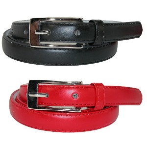 CTM Women's Skinny Leather Dress Belt (Pack of 2 Colors) - 1 of 4