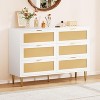Jojoka Rattan 6 Drawer Dresser, Wide Modern Chest of Drawers with Gold Handles & Legs, Wooden Storage Organizer for Bedroom, Living Room - 2 of 4