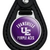 University of Evansville Purple Aces Logo Black Leather Keychain - 3 of 4