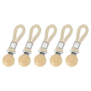 Unique Bargains Cotton Loop Wooden Clothing Towel Storage Clips 4.3" 5 Pcs - 1 of 4