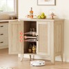 White rattan storage cabinet with doors and shelves, sideboard, suitable for entryways, dining rooms, and living rooms. - 3 of 4