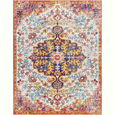 Mark & Day Olivia 7'10"x10'3" Rectangle Woven Indoor Area Rugs Neon Pink: Traditional Medallion, Stain-Resistant, Polypropylene