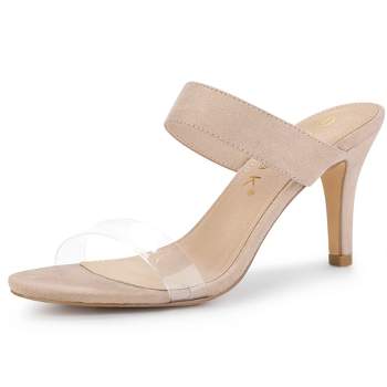 Allegra K Women's Clear Strap Stiletto Heel Slides Sandals
