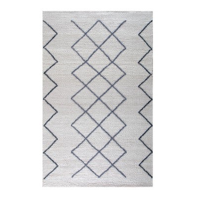 5'x7' Kingston Diamond Rug Ivory with Gray/Blue - Anji Mountain