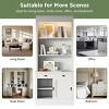 Tall Bookcase with Sliding Doors LED Light Drawer and Solid Wood Frame for Home Office 83in -3irtyhousy - 3 of 4