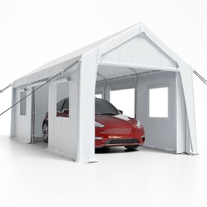 Whizmax Heavy Duty Steel Outdoor Carport,Storage Boat Shed Canopy Garage Car Shelter With 4 Window Sidewalls And 4 Doors - 1 of 4