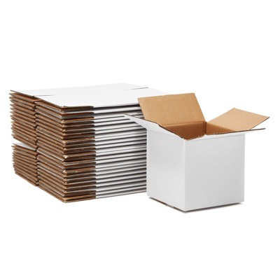Stockroom Plus 25 Pack White Corrugated Shipping Boxes (5 x 5 x 5 In)