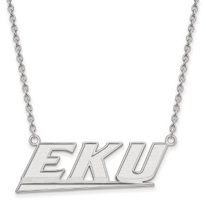 Black Bow Jewelry 10k White Gold Eastern Kentucky Colonels NCAA Necklace 18 Inch - 1 of 4