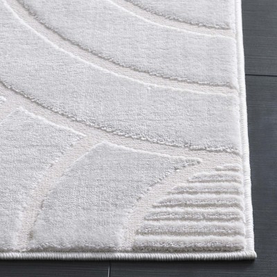 Ivory Geometric Hand-Knotted Synthetic 5' x 7' Area Rug