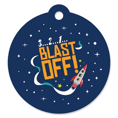 Big Dot of Happiness Blast Off to Outer Space - Rocket Ship Baby Shower or Birthday Party Favor Gift Tags (Set of 20)