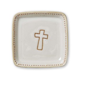 tag Multicolor Ceramic Cross Trinket Dish - Decorative Tray for Christmas, 5" x 5" x 0.75", Easy Wipe Clean - 1 of 2
