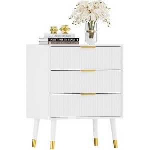 Acekool  3 Drawer Modern Dresser, Vertical Stripe Storage Chest, Bedroom Living Room Organizer - 1 of 4