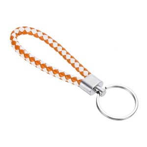 Unique Bargains Braided Leather Car Wallet Keychain with Stainless Steel Key Ring - 1 of 3