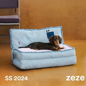 ZEZE Denim Foldable Pet Sofa Bed-Blue - 1 of 4