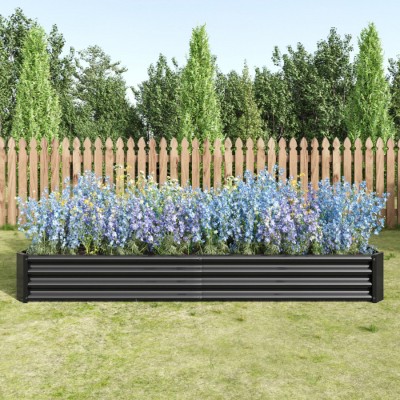 Black Metal Raised Bed Garden 7.6x3.7x0.98ft for Flower Planters, Vegetables Herb
