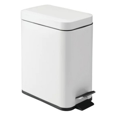 LunaLulinlk White Step-on Steel Wastebasket with Removable Bucket Insert for Bathroom, 5" x 8" x 11"