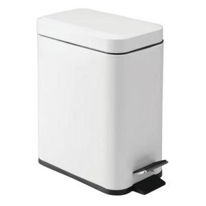 LunaLulinlk White Step-on Steel Wastebasket with Removable Bucket Insert for Bathroom, 5" x 8" x 11" - 1 of 4