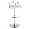 LumiSource Set of 2 Charlotte Adjustable Barstools Chrome/White: Swivel Kitchen Stools, Metal Frame, Faux Leather - 2 of 4