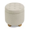 CAVINAS Flannel Round Storage Ottoman with Flip-Top,Multi-functional Round Button-Tufted Ottoman,  Round Ottoman for Living Room,Bedroom - 2 of 4