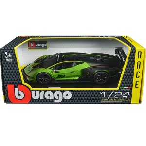 Lamborghini Essenza SCV12 #63 Green Metallic and Black "Squadra Corse" "Race" Series 1/24 Diecast Model Car by Bburago - 1 of 3