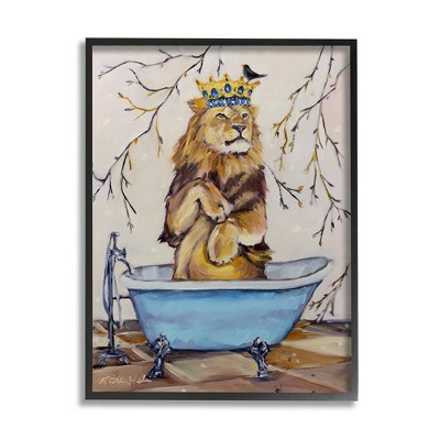 Stupell Industries Regal Jungle Lion in Blue Claw Bath