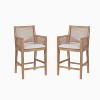 Christopher Knight Home Linnea French Country Handwoven Rattan Rubberwood Upholstered Counter Stools (Set of 2) - 2 of 4