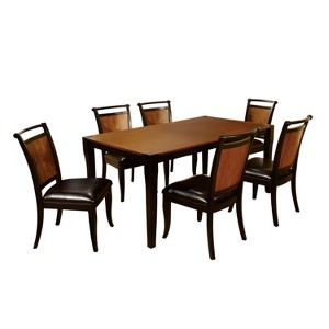 7pc Cranston Dining Table Set Acacia/Black - Sun & Pine, Black Brown