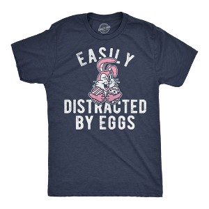 Mens Funny T Shirts Easily Distracted By Eggs Sarcastic Holiday Graphic Novelty Tee For Men - Crazy Dog Men's T Shirt - 1 of 4