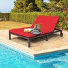 Tangkula Adjustable Patio Rattan 2 Person Recliner Lounge Chair w/ Red Cushion Wheel - 4 of 4