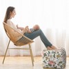 Sweet Jojo Designs Girl Unstuffed Fabric Ottoman Pouf Cover Decorative Storage Vintage Floral Pink Green and Yellow Insert Not Included - 3 of 4
