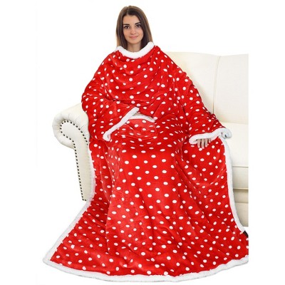 Fleece Flannel Wearable Blanket with Sleeves Arms, Super Soft Fuzzy Cozy Sleeved TV Wrap Blanket, Valentine’s Day Gifts for Her and Him - Catalonia