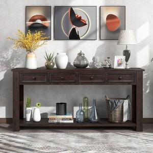 PAGED Modern Console Table with 4 Storage Drawers and Bottom Shelf, 63 inch Rectangle Entryway Table for Living Room,Hallway - 1 of 4
