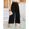 Women High Waisted Wide Leg Palazzo Pants, Flowy Pants Loose Fit Elastic Waist Pleated Trousers Comfy Elegant Business Casual Straight Leg Dress Pants - 4 of 4