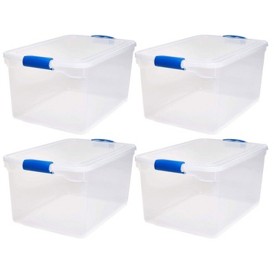 5 L Plastic Latching Box with Lid Hommp 4-Pack Clear Storage Bin 