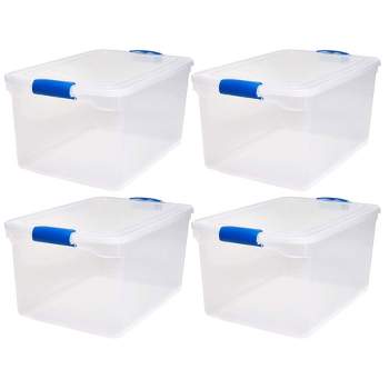 Homz Heavy Duty Modular Stackable Storage Tote Containers with Latching Lids, 66 Quart Capacity for Home, Garage, or Office Organization