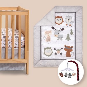 The Peanutshell Woodland Walk Crib Bedding Set, 4pc to 8pc, Grey Animal - 1 of 4