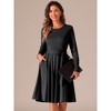 Allegra K Women's Long Sleeve A Line Ruffle Belted Business Casual Dress with Pockets - 4 of 4