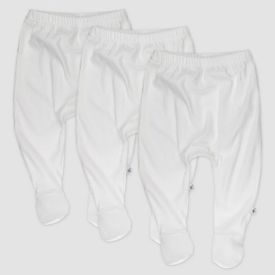 Image of Honest Baby 3pk Footed Harem Pants - White 0-3M