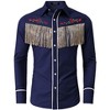 BLUEMING Men's Western Cowboy Fringe Shirt Costume Long Sleeve Casual Hippie Slim Fit Button Down Shirt - 4 of 4