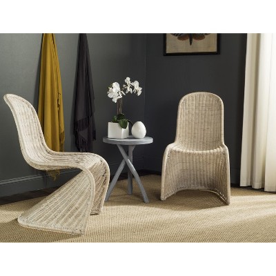Gray Geometric Rattan Side Chairs, Set of 2