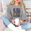 S.W.Smiley He Sees You When You're Sleeping - Women's Garment Dyed Graphic T-Shirt - 3 of 4